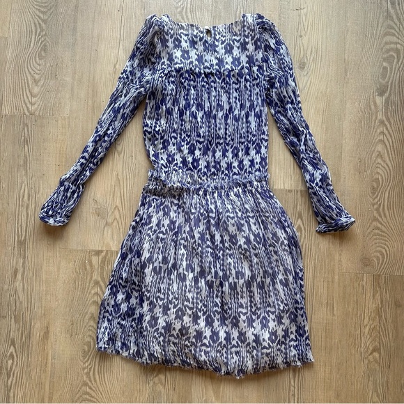 Etoile Isabel Marant sz 1 small Blue Patterned Womens Dress 100% silk boho flowy - Picture 3 of 9